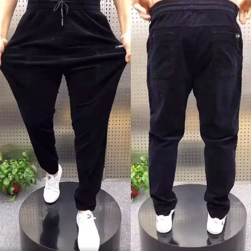 Corduroy Cargo Trousers Mens Simple Loose American Retro Casual Elastic Work Splicing Multiple Pockets Rib Leg Jogging Pants 240806