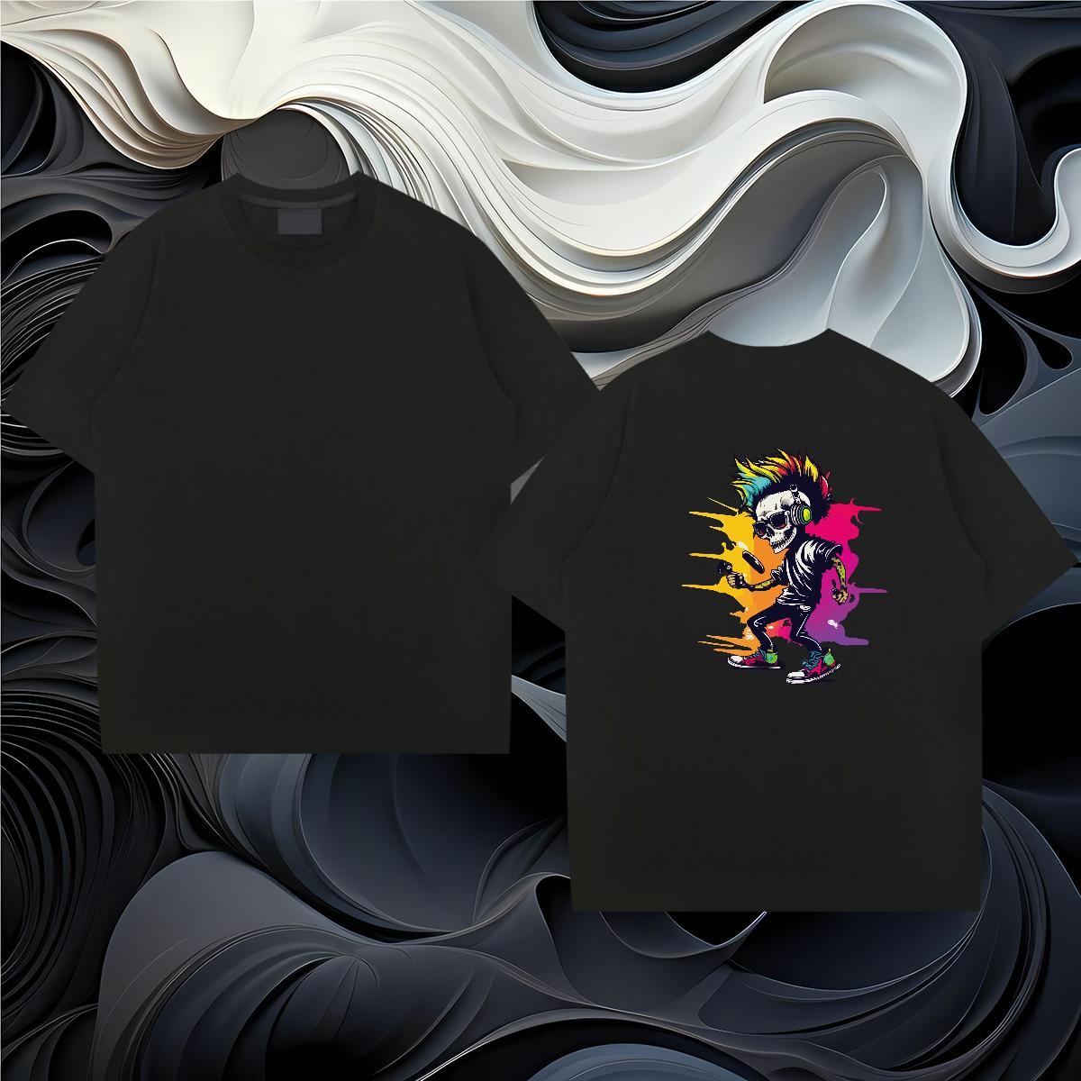 Classic T shirt skull Tee Shirt 230g Pure Cotton Daily Outfit Comfortable Skull Breathable Couples T Shirts