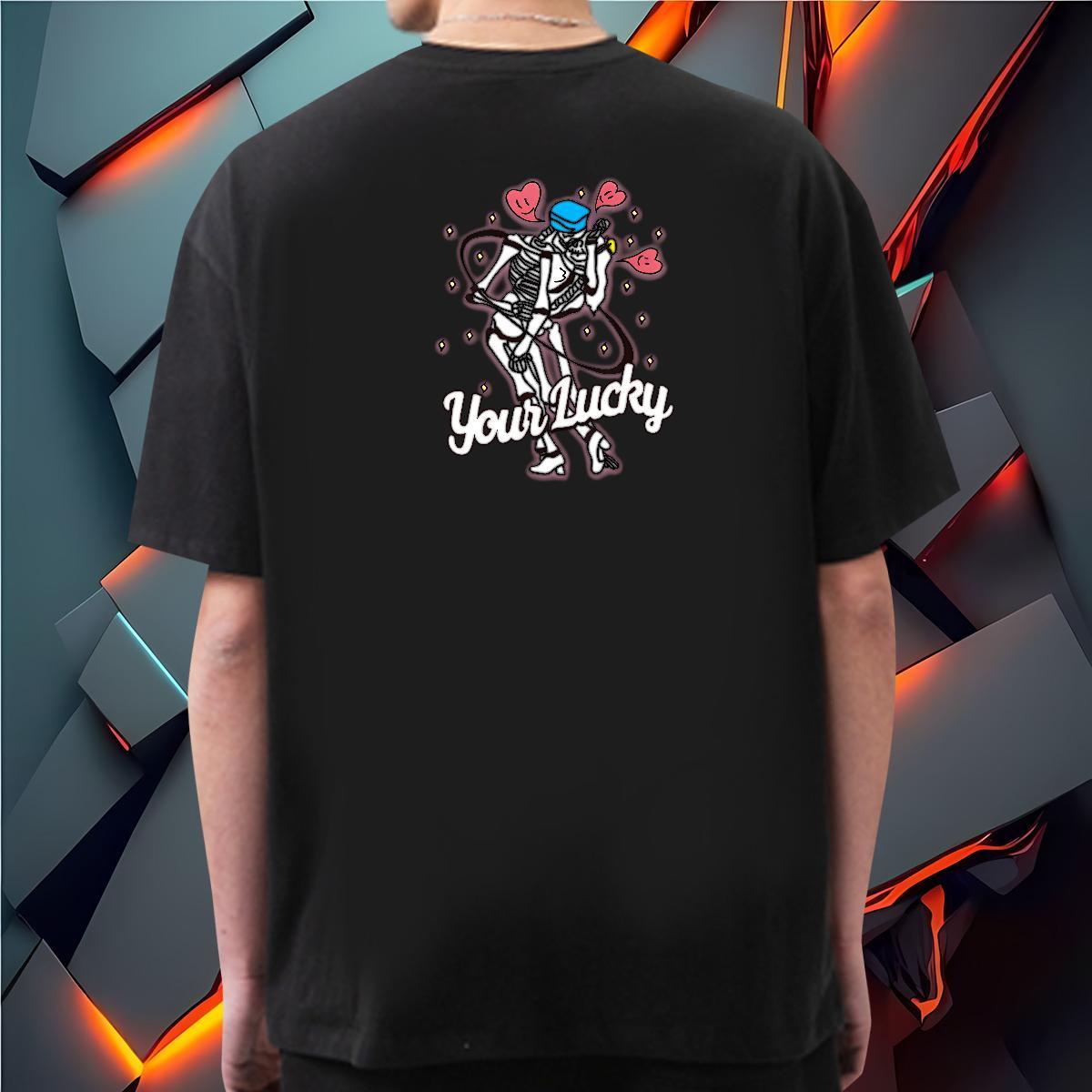 New T shirt skull Tops 230g Pure Cotton Street Wear Loose Black Oversized Crew Neck Breathable Men Tops Tees