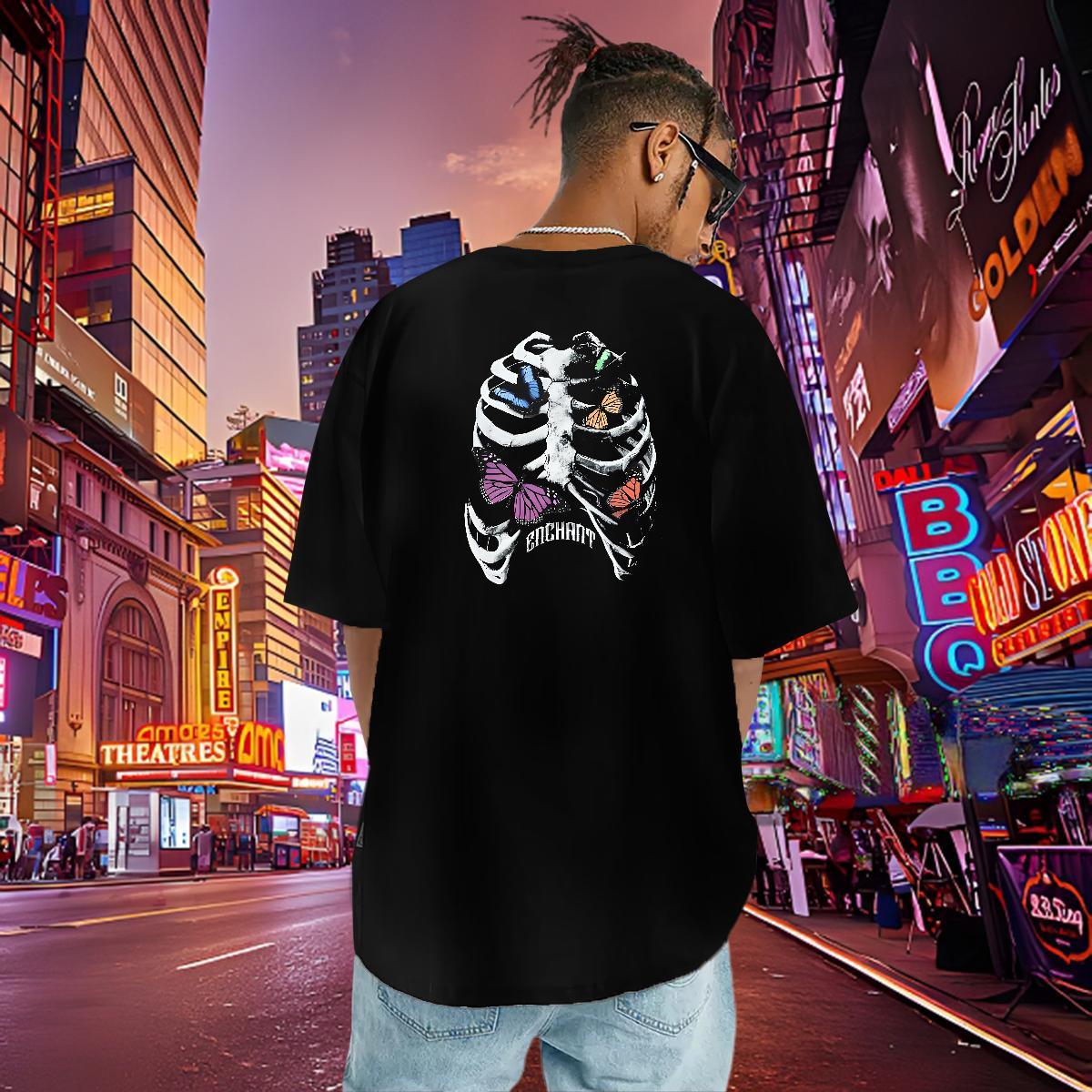 Brand Man T Shirts skull Tops Tees 230g Cotton Home Outdoor TOP Quality Black Oversized Crew Neck Men Tshirts