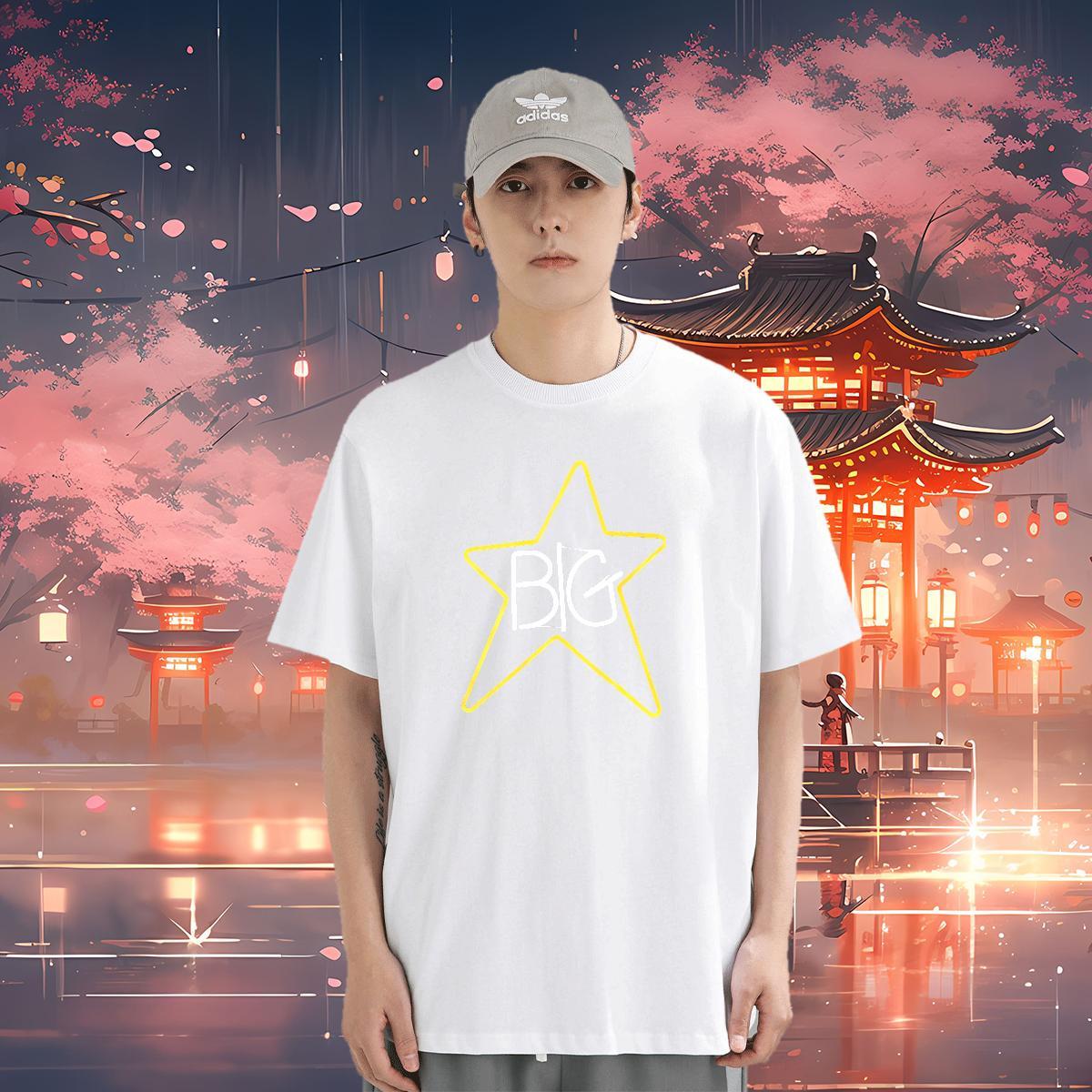 Classic Casual Men T Shirts letter Tshirts 230g Cotton Casual Daily Wear Brand DIY Breathable Crew Neck Men Tshirts