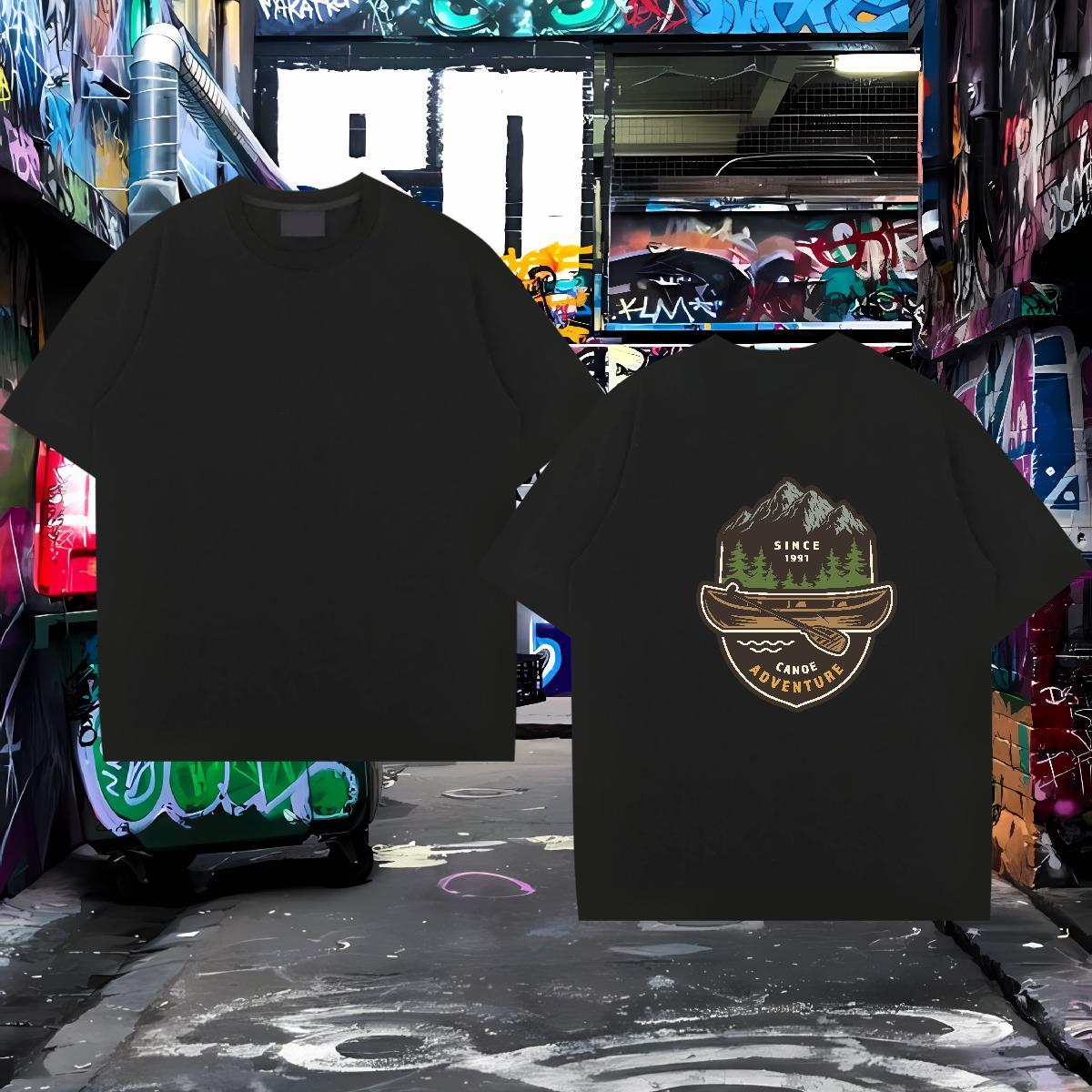 Custom T shirt letter Tops 230g Pure Cotton Summer Casual Wholesale Floral Print Breathable Soft Men Clothes T-Shirt
