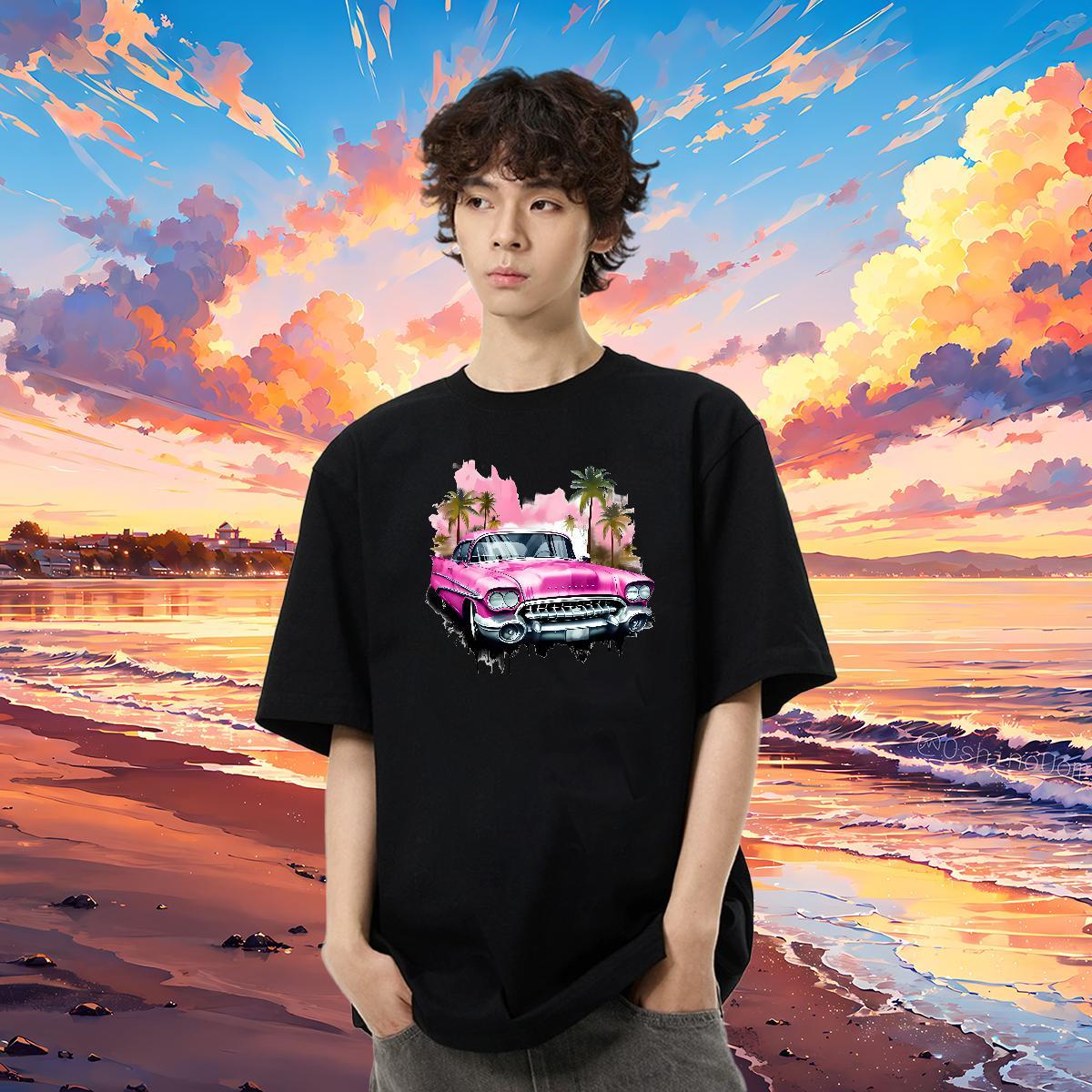 Fashion Casual Men T Shirts car Tops Tees 230g Cotton Hip Hop Street Cool Design DIY Printed O-Neck Short Sleeve Mens Tshirts