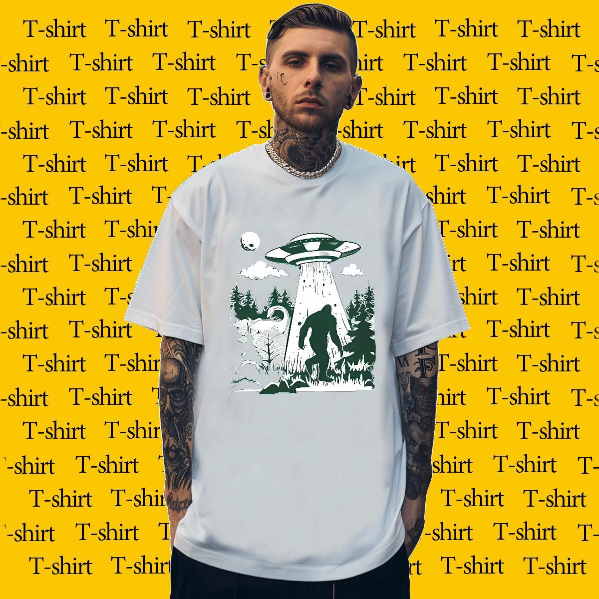 Factory Direct Men T Shirts flying saucer Tops 230g 100% Cotton Summer Casual TOP Quality Oversized 3XL 4XL Breathable Crew Neck Tshirt for Man Woman
