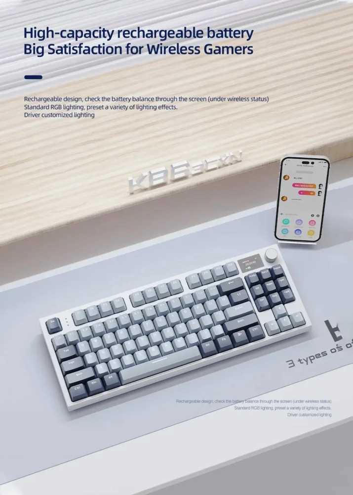 K86 Gaming Keyboard 87 Keys Mechanical Wired/Wireless Computer Keyboard With Colorful Backlight Keyboard For Laptop PC TabletM240715