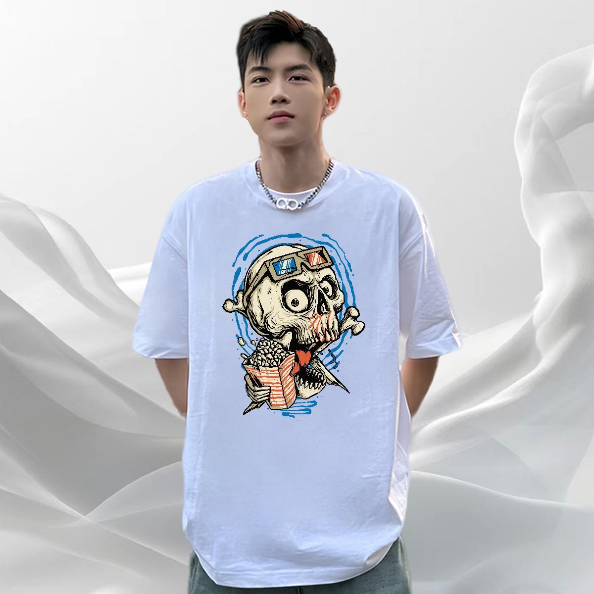 Factory Direct Man T Shirts skull Polos 230g 100% Cotton Casual Wholesale Custom Anime Round Neck Short Sleeve Men Clothes T-Shirt