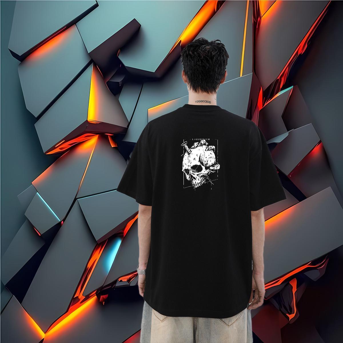 Classic Casual T-Shirts skull Polos 230g Cotton Outdoor Unisex White Plus Size O-Neck Short Sleeve Men Clothes T-Shirt