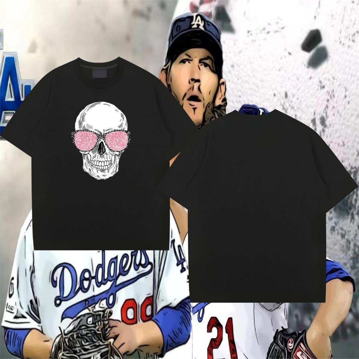 DIY T-Shirts skull Wear 230g Pure Cotton Hip Hop Street Popular Custom Print Oversized Breathable Short Sleeve Men Tees