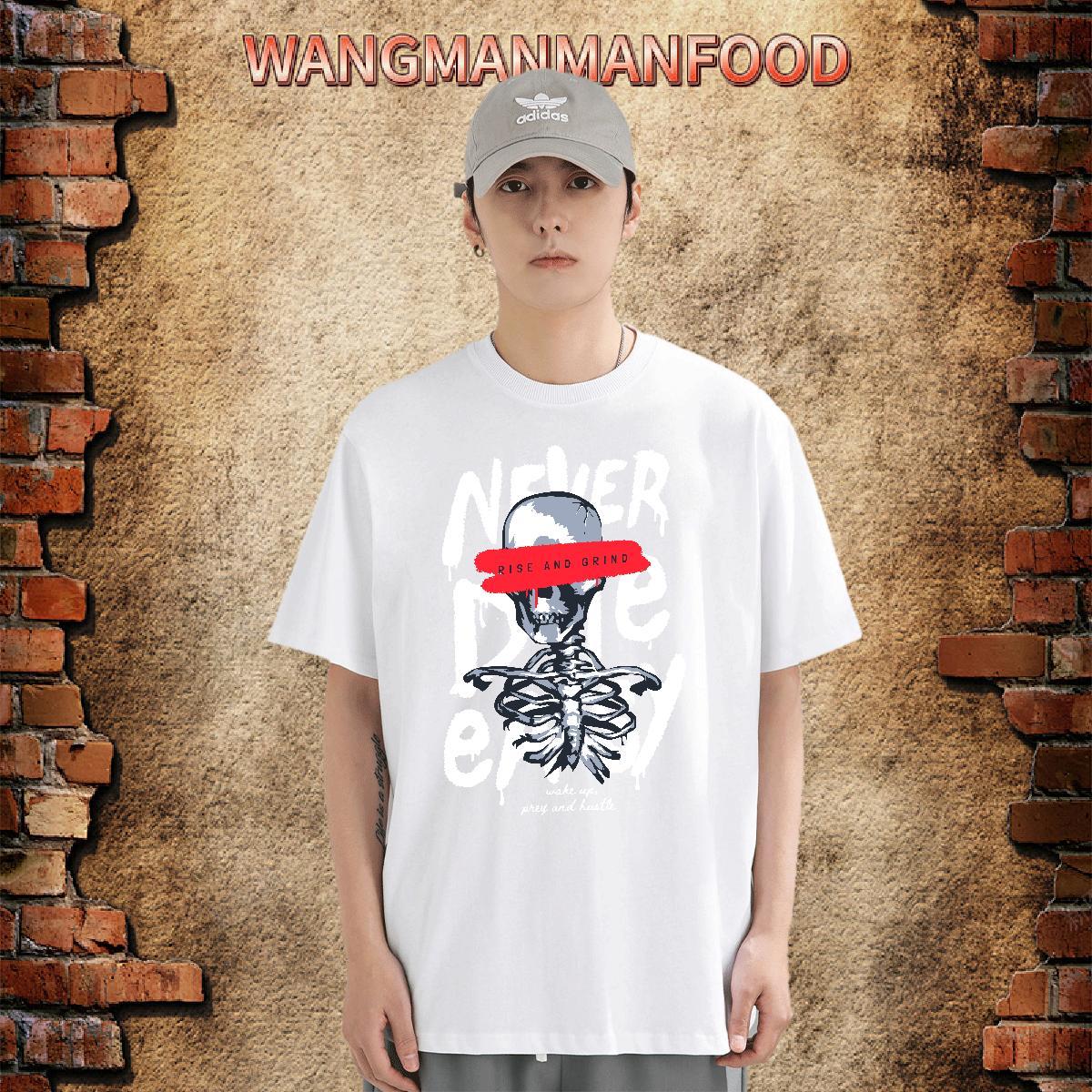 DIY Customized Mens T Shirts skull Top Tees 230g Cotton Outdoor Soft Custom Big Size Breathable Crew Neck Men Tops Tees