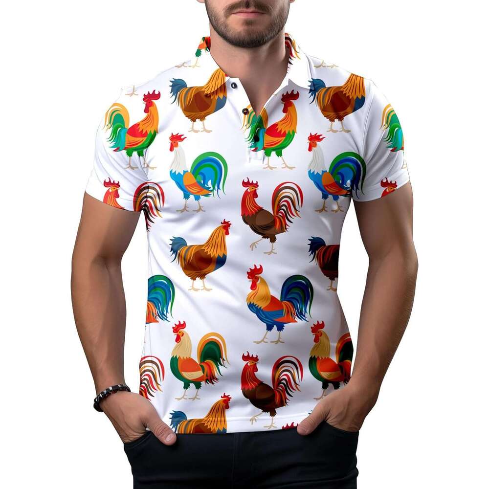 Fashion Mens Polo shirt Funny for MenMens Hawaiian Short Sleeve Novelty Crazy Golf Shirts Polos shirts tshirt Casual tops summer clothes Short sleeve 