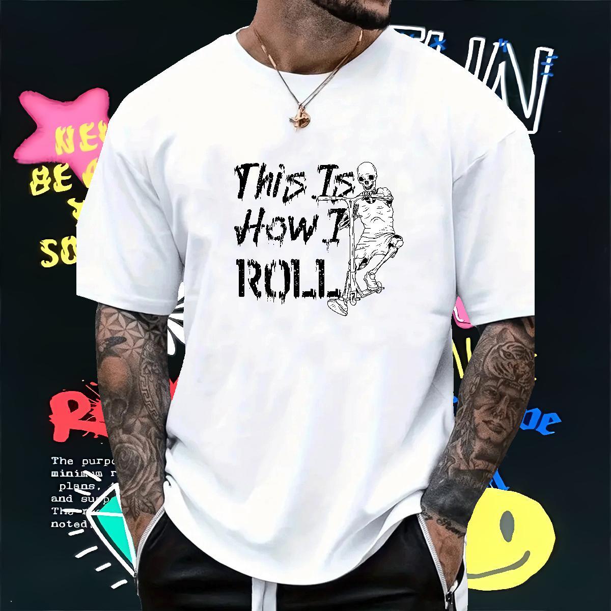 Fashion Mens T Shirts skull Polos 230g Pure Cotton Street wear Hip Hop Loose Fit DIY Printed Short Sleeve O-Neck Couples T Shirts