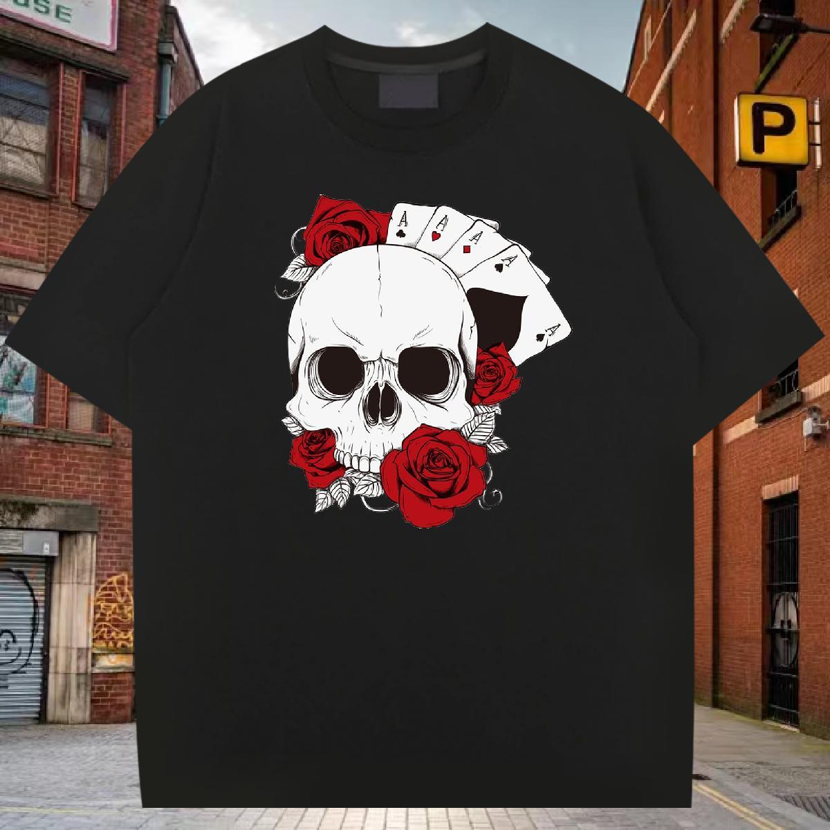 Factory Direct Men T Shirts skull Clothings 100% Cotton 230g Sport Comfortable DIY Anime Breathable Soft Mens Tshirts