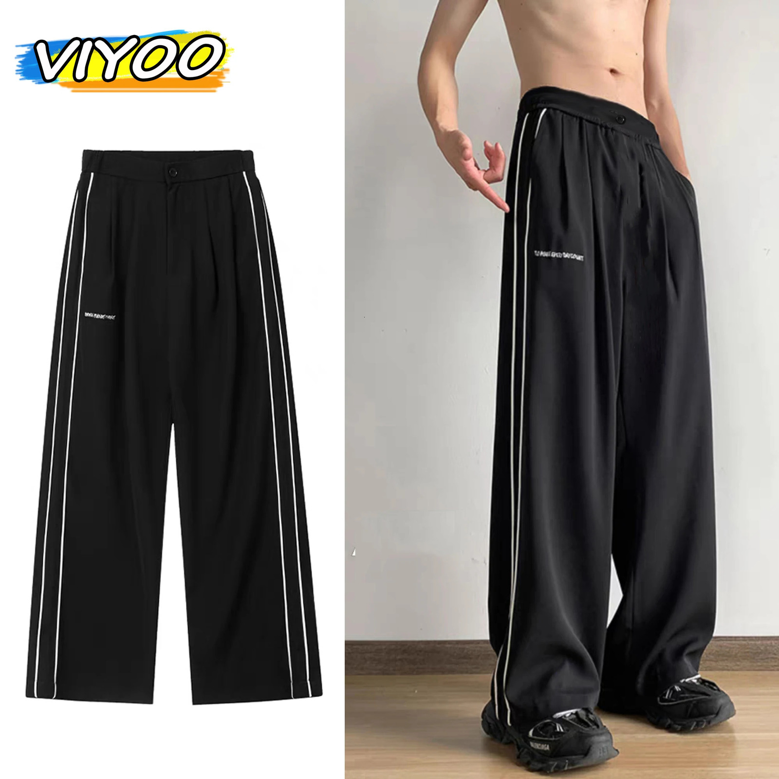Mens Clothing Summer Striped Sweatpants Track Baggy Wide Y2K Pants Jogging Cargo Pants Trousers Men Techwear Korean Gothic 240807