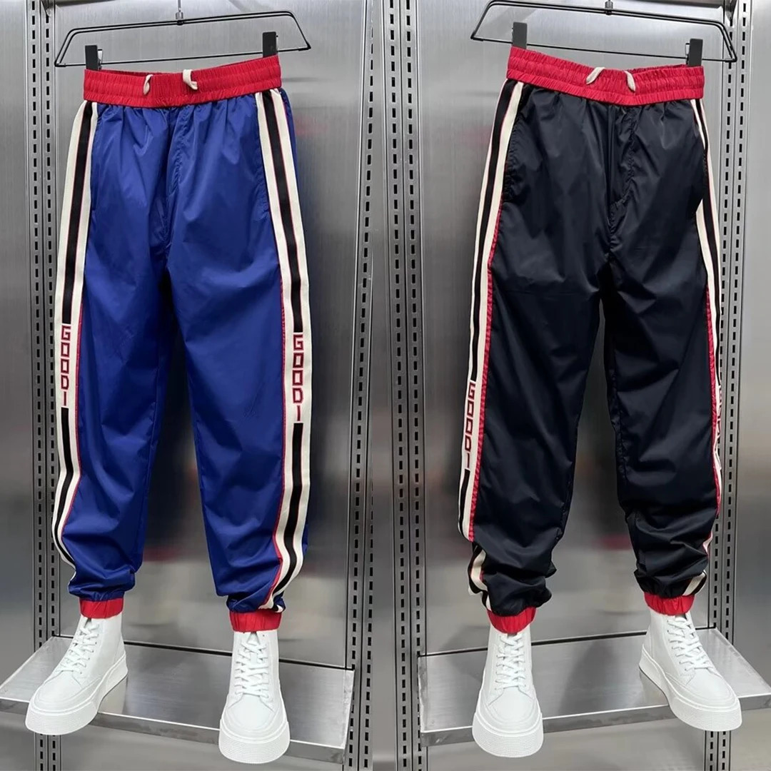 2024 Mens Jogger Casual Pants Korean Sports Running Gym Fitness Blue Trouser Clothing Digital Printing 240807