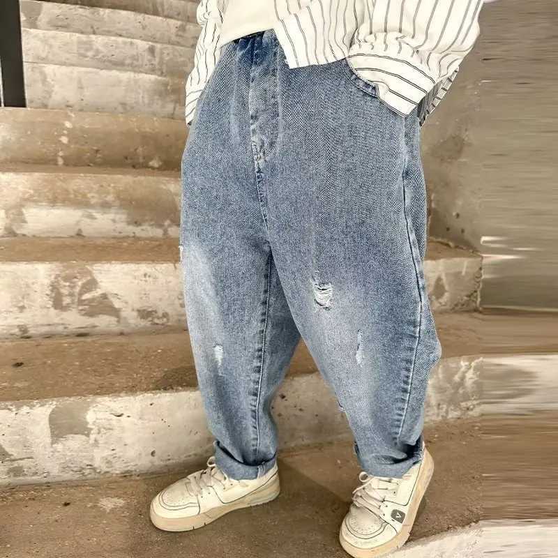 Jeans Boys Jeans New Childrens Fashion Trousers With Broken Holes For Small And Medium Sized Boys Cool Casual Pants