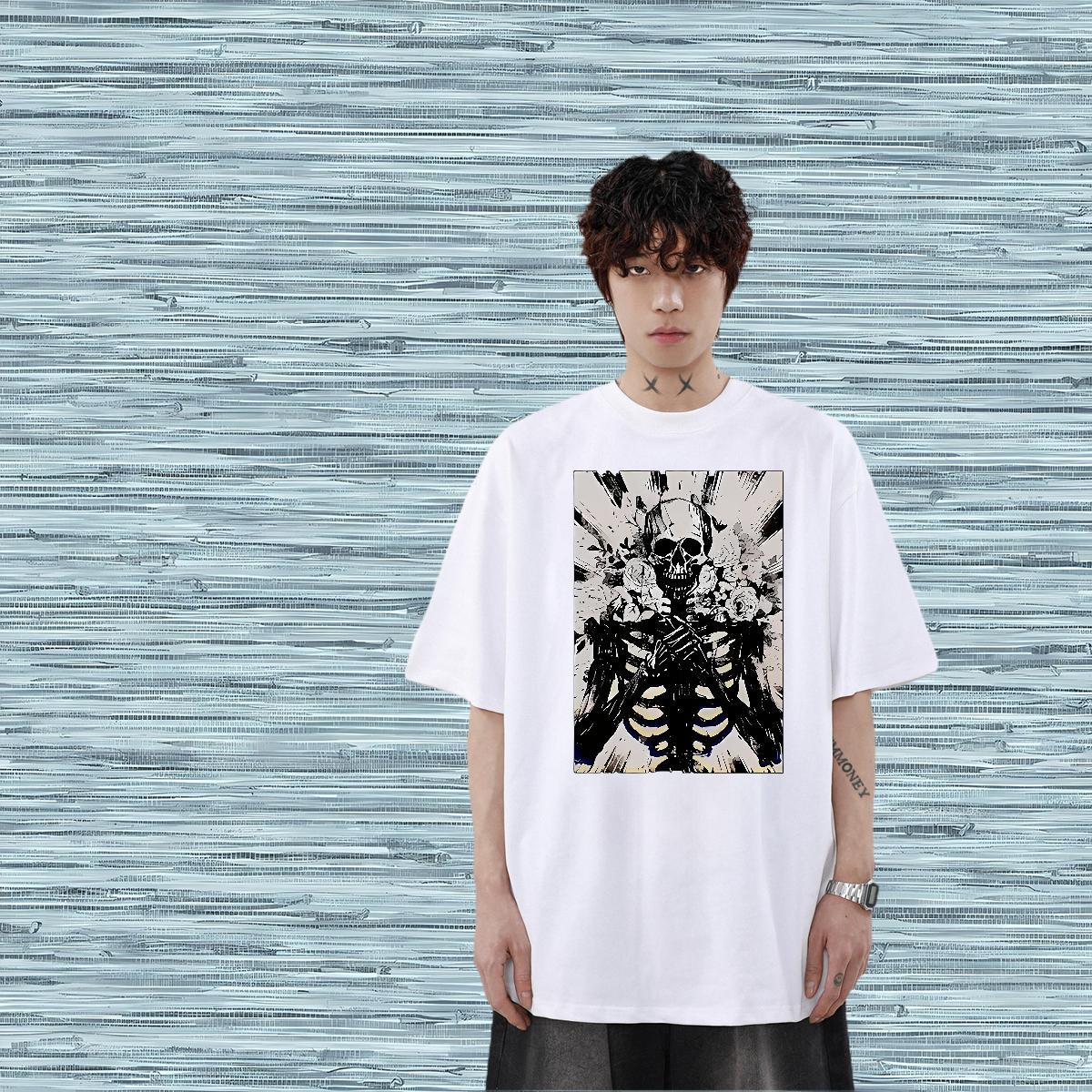 Classic Men T Shirts skull Clothings 230g 100% Cotton Sports Casual Designer Plus Size Cartoon O Neck Short Sleeves Tshirt for Man Woman