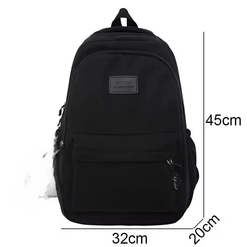 No pendant waterproof youth backpack nylon Rucksack fashionable girl women shoulder bag high school black 240807