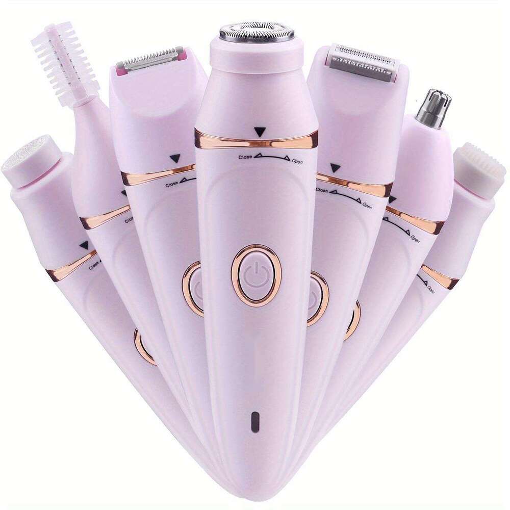 Women's 7-in-1 electric device, rechargeable removal set, including facial eyebrow nose hair trimming, exfoliating head, precision trimmer - USB 