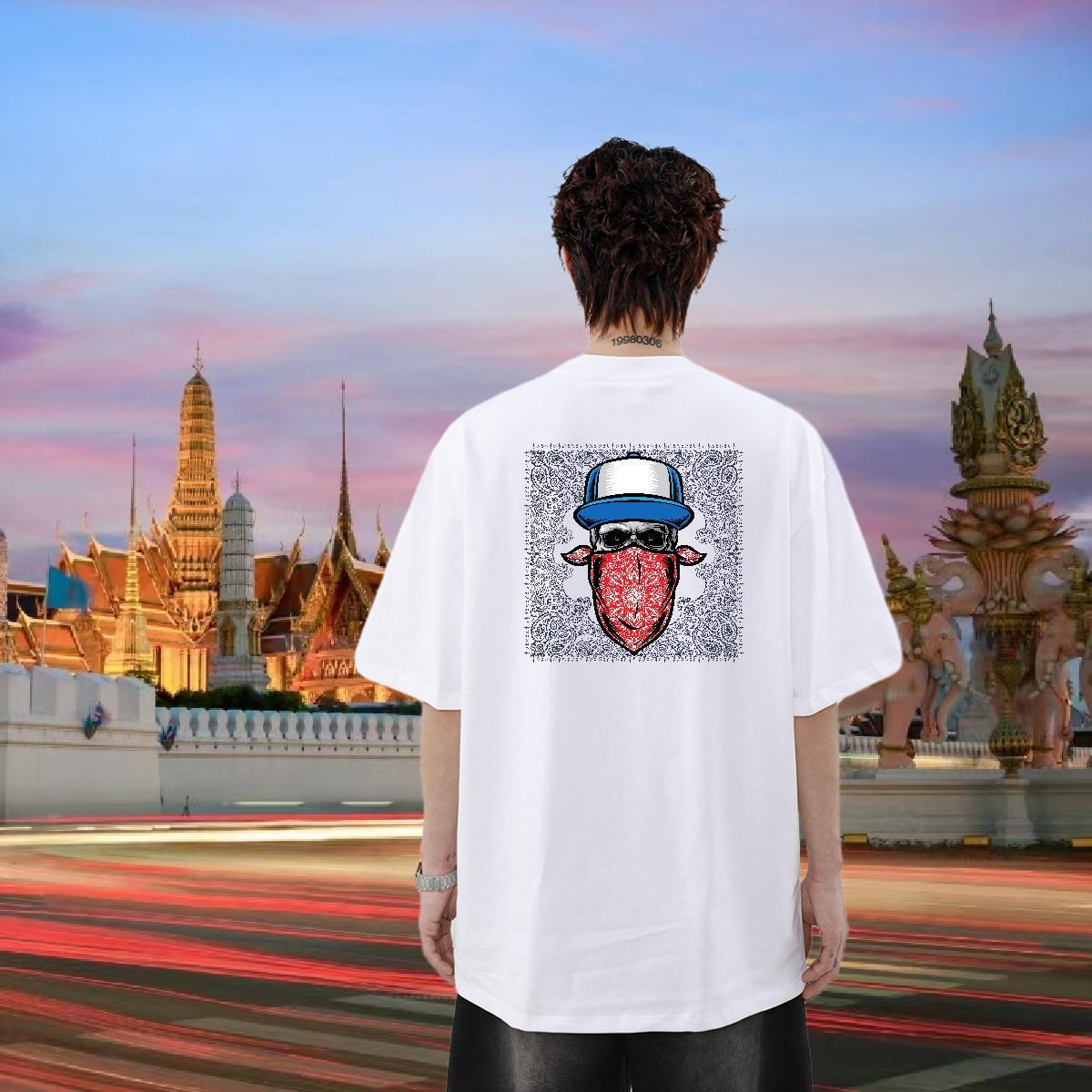 2024 DIY T Shirt For Man skull Tees 230g Cotton Casual Daily Wear Classic Customized Crew Neck Tshirts