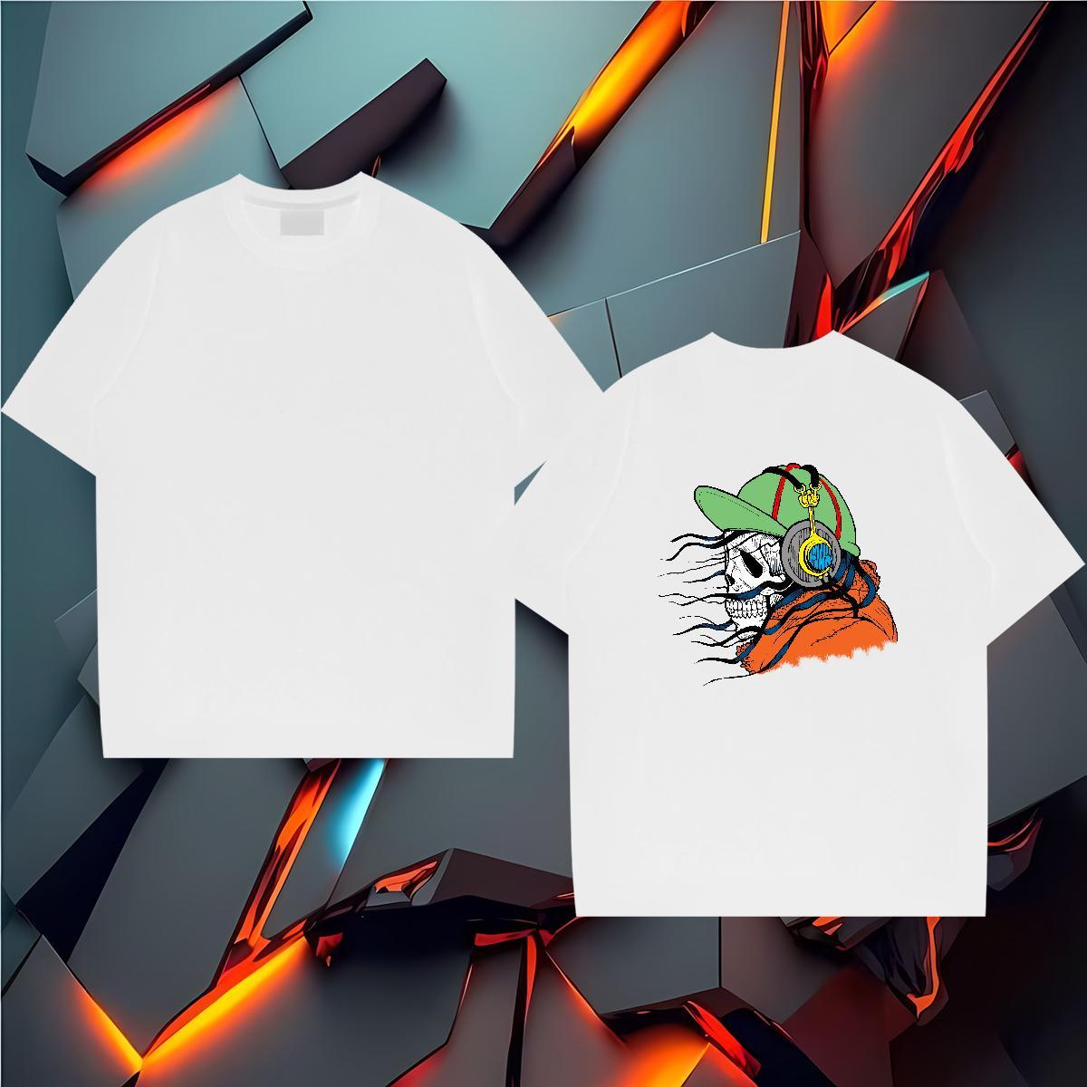 New Designer T-Shirts skull Wear 230g Cotton Daily Wear Unisex Custom Cartoon Crew Neck Breathable Tshirts