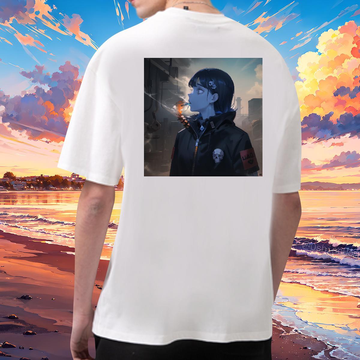 Custom T-Shirts for Men skull Tees 230g 100% Cotton Casual Beach Brand Asian Size O-Neck Short Sleeve Couples T Shirts