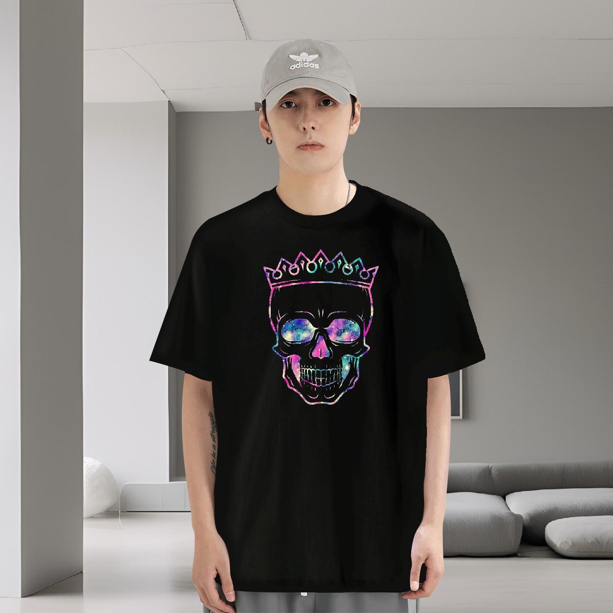 Custom Men T Shirts skull Wear 230g Cotton Street Casual TOP Quality Asian Size Breathable Short Sleeve Mens Tshirts