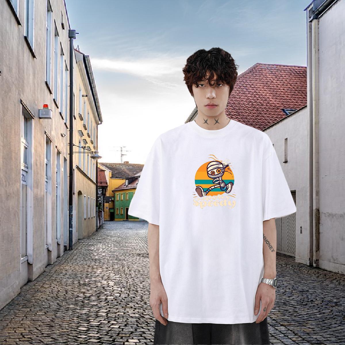 2024 New T Shirts Men skull Tops Tees 230g 100% Cotton Outdoor Unisex Custom Big Size Breathable Soft Tshirt for Man Woman