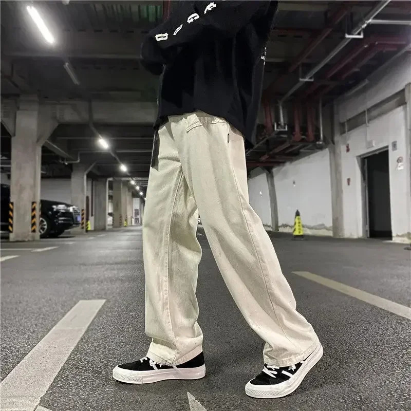 Vintage Pants Mens Leg Straight Casual Cargo Wide Fashion Men Loose 240806