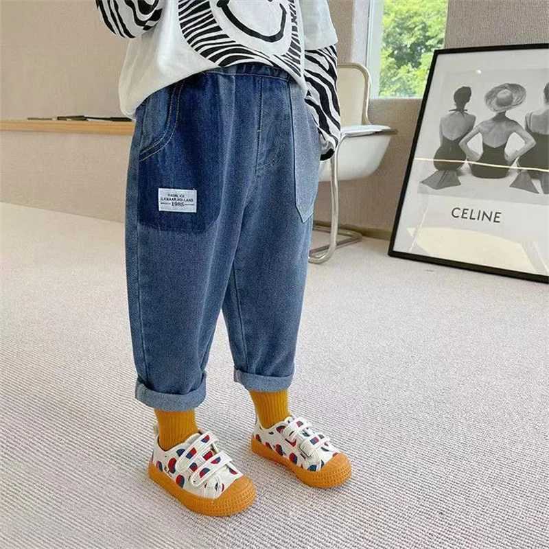 Jeans Boys Jean Pants Long Trousers Cotton 2024 Elegant Spring Autumn Babys Kids Pants Teenagers Outwear Childrens Clothing