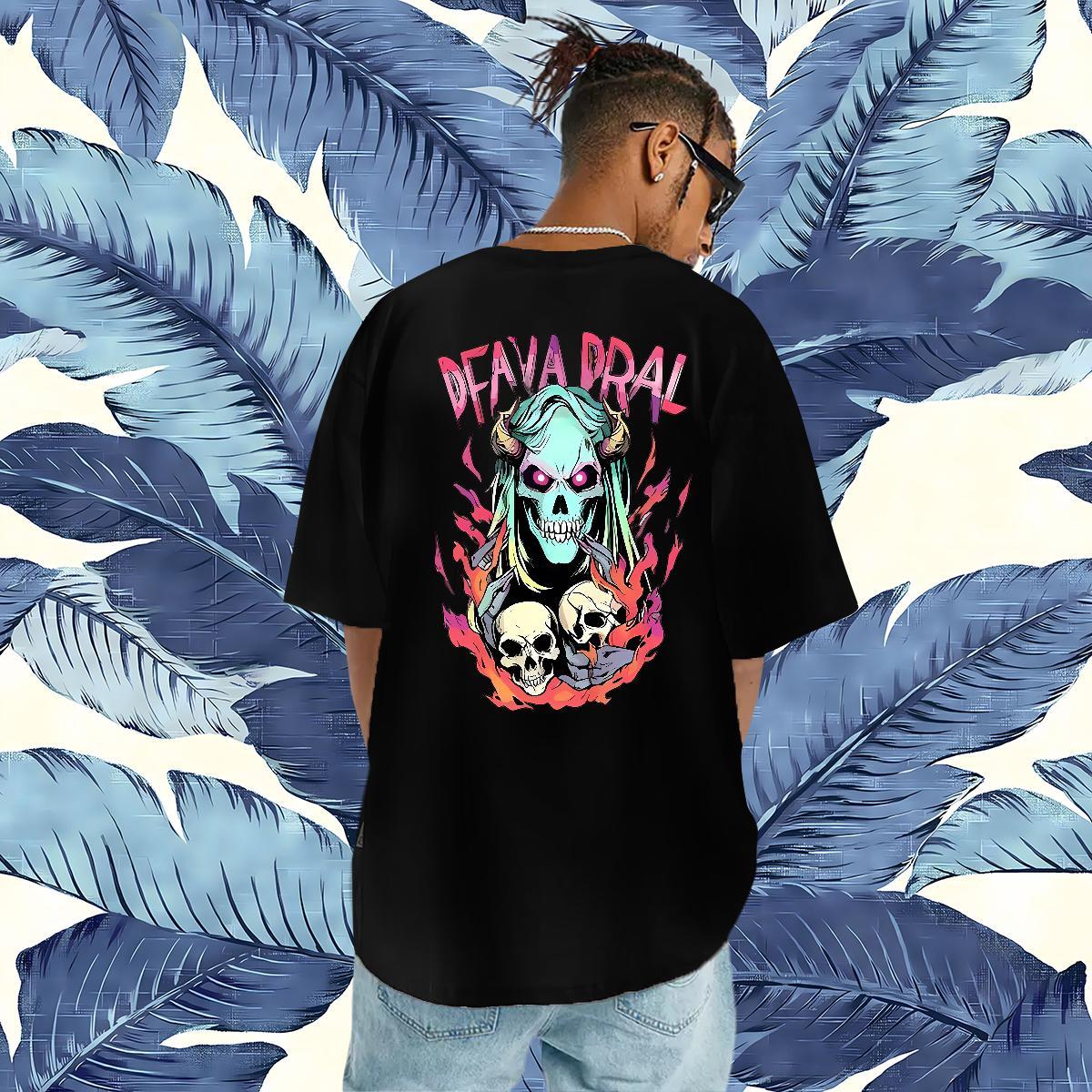 2024 Summer Man T Shirts skull Tops 100% Cotton 230g Street Free Shipping White Plus Size Breathable Soft Couples T Shirts