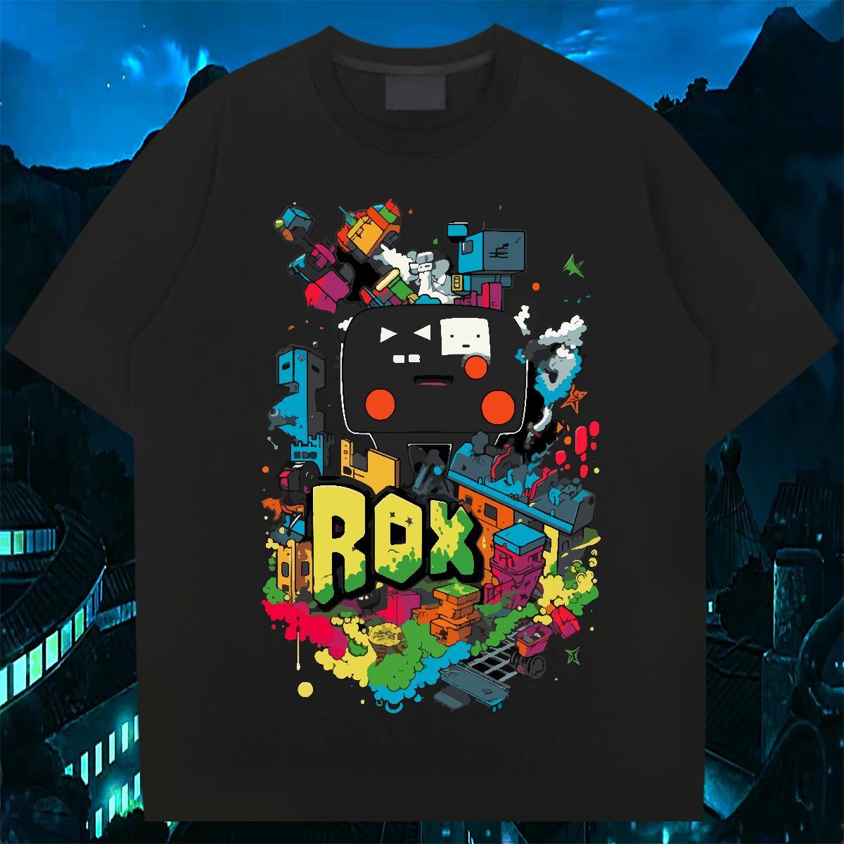 Fashion New Mens T Shirts robot Top Tees 230g 100% Cotton Casual Cool Design DIY Breathable Short Sleeve Men Clothes T-Shirt