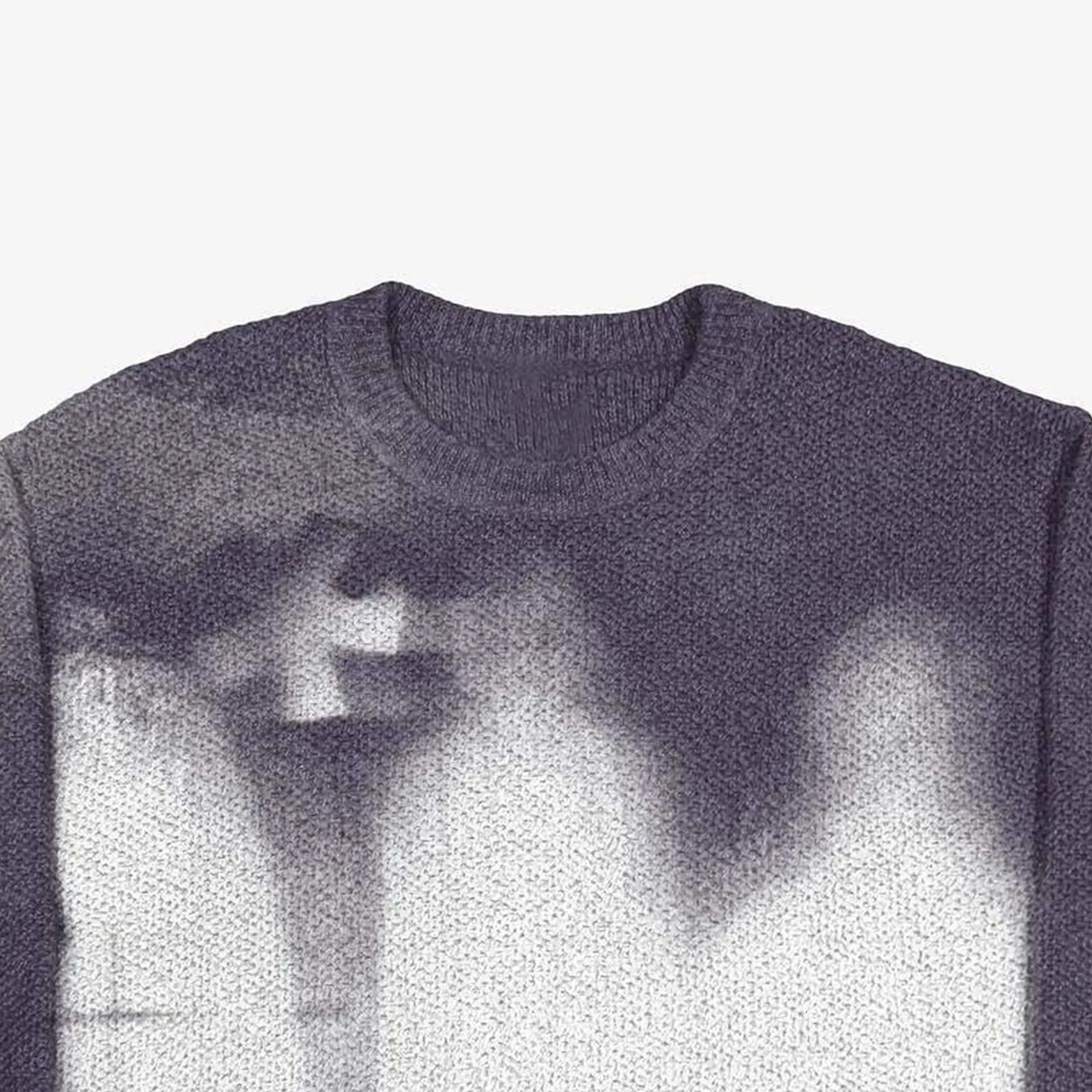 Traf Europe and America men and women autumn and winter stiitch stitch Y2K people fuzzy pattern printed sweater round neck leisu 240808