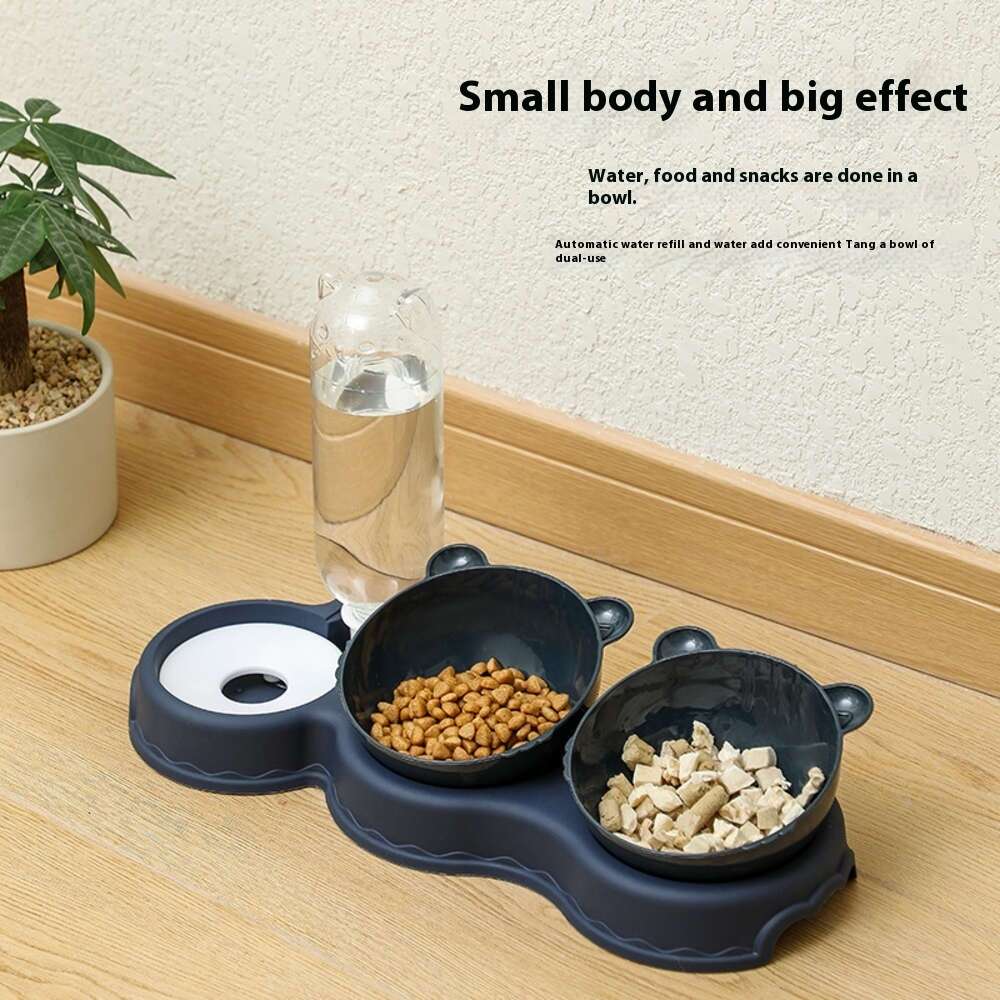 Pet cat dog plastic opaque rice moisture-proof mouth, anti knock automatic drinking bowl, pet supplies