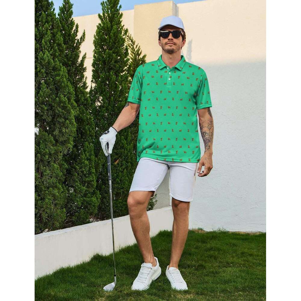 Fashion Mens Polo shirt fashion Polo Fun Print for Men Quick Dry Button Golf Shirts Athletic Casual Shirt Polos shirts tshirt Casual tops summer cloth