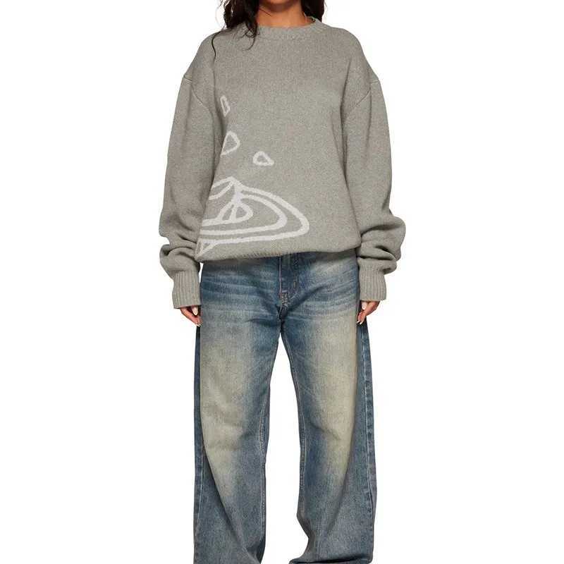 2024 sweater planet cosmic star knit jumper teen y2k clothes traf ladies top black thermal top mens loose comfortable clothesM240808