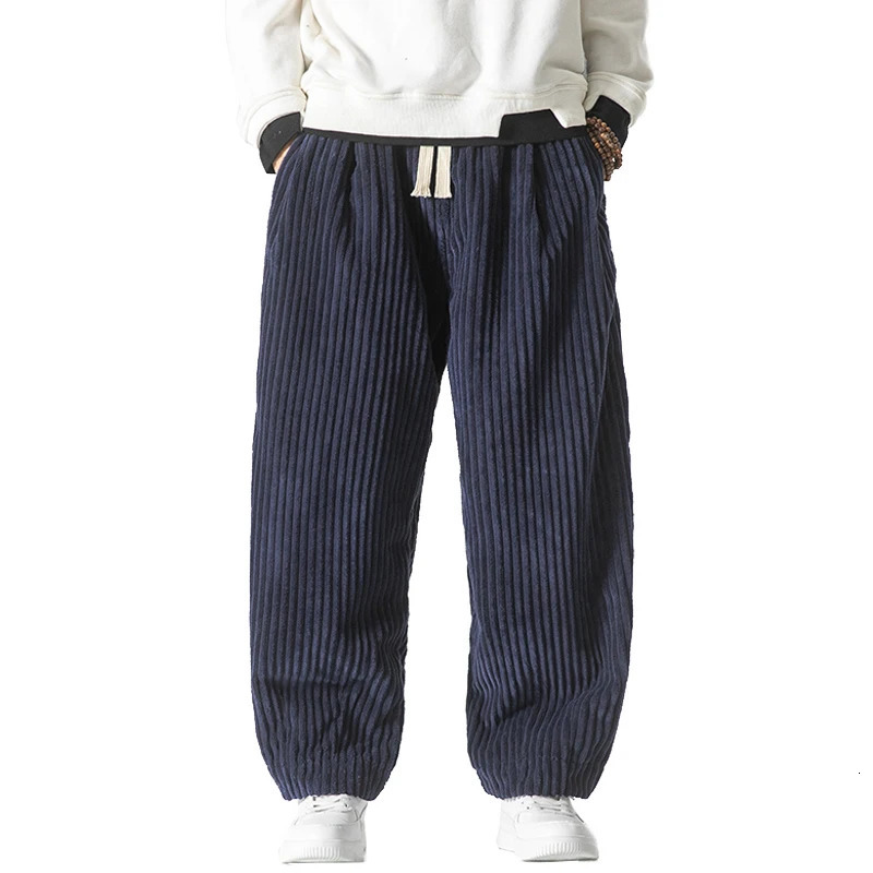 Oversized Pants Tradition Casual Autumn Wide-leg Trousers Harajuku Corduroy Streetwear Straight Pants Male Elastic Waist Loose 240814
