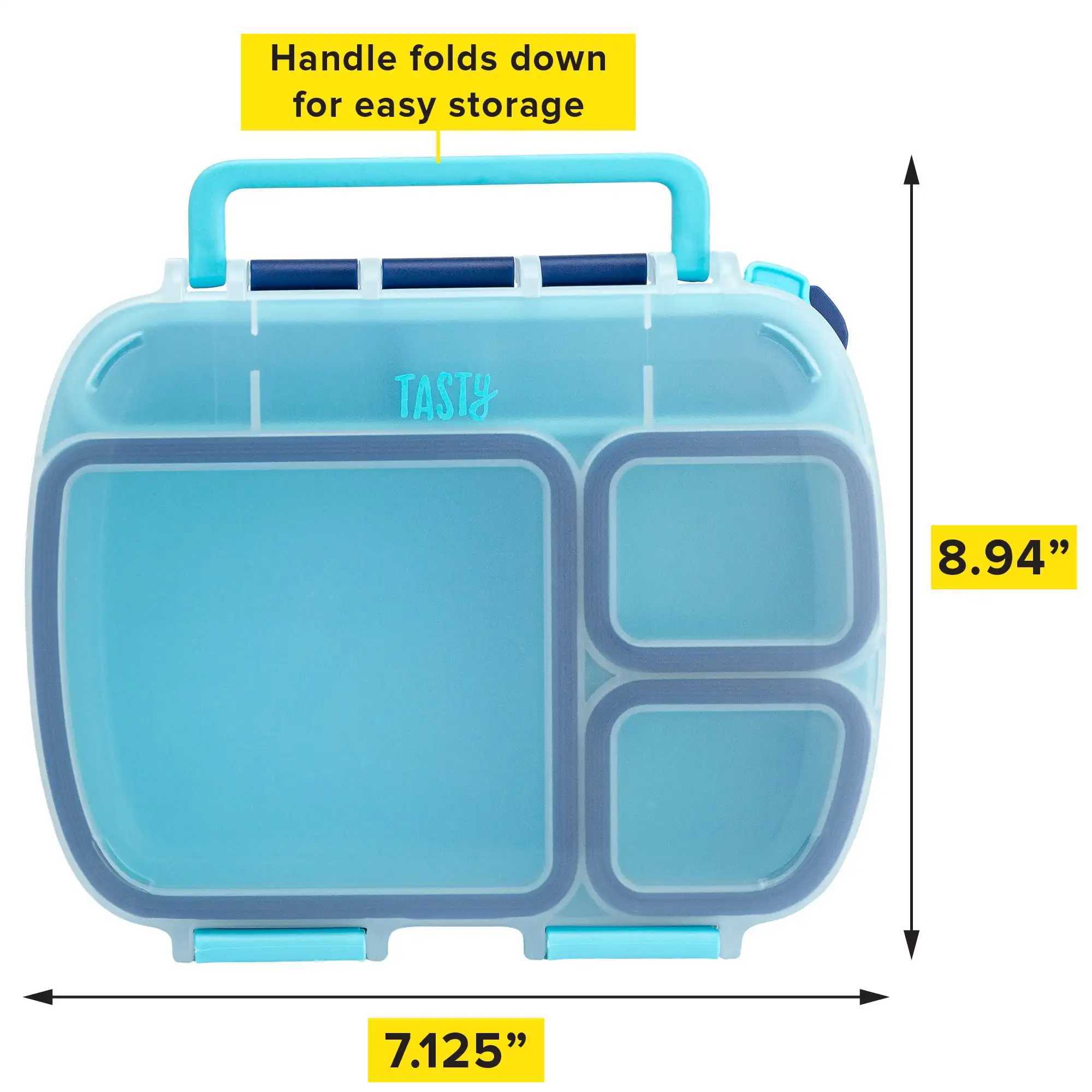 Bento Box Lunch Box for Kids and Adults with Removable Tray and Handle Blue Easy To Use Easy To Carry and Easy To CleanM240807