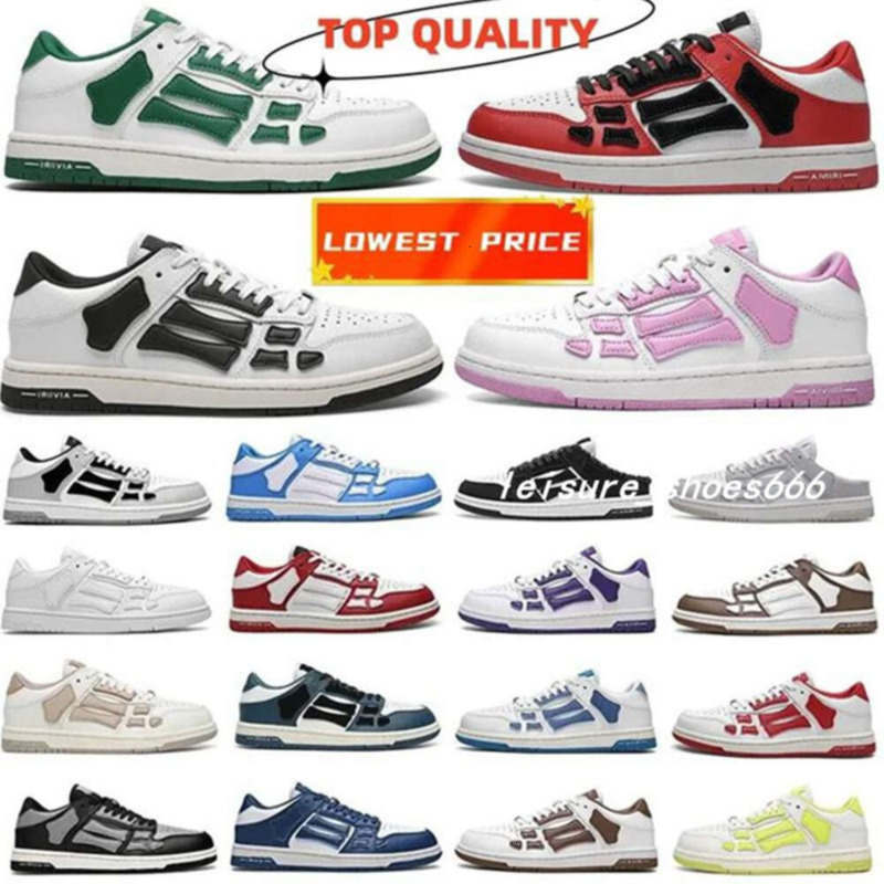 Designer Shoes Skel-Top Low Skelet Bones Runner Top Low Skel Skeleton Women Men Black White Genuine Leather Lace Up Sneakers
