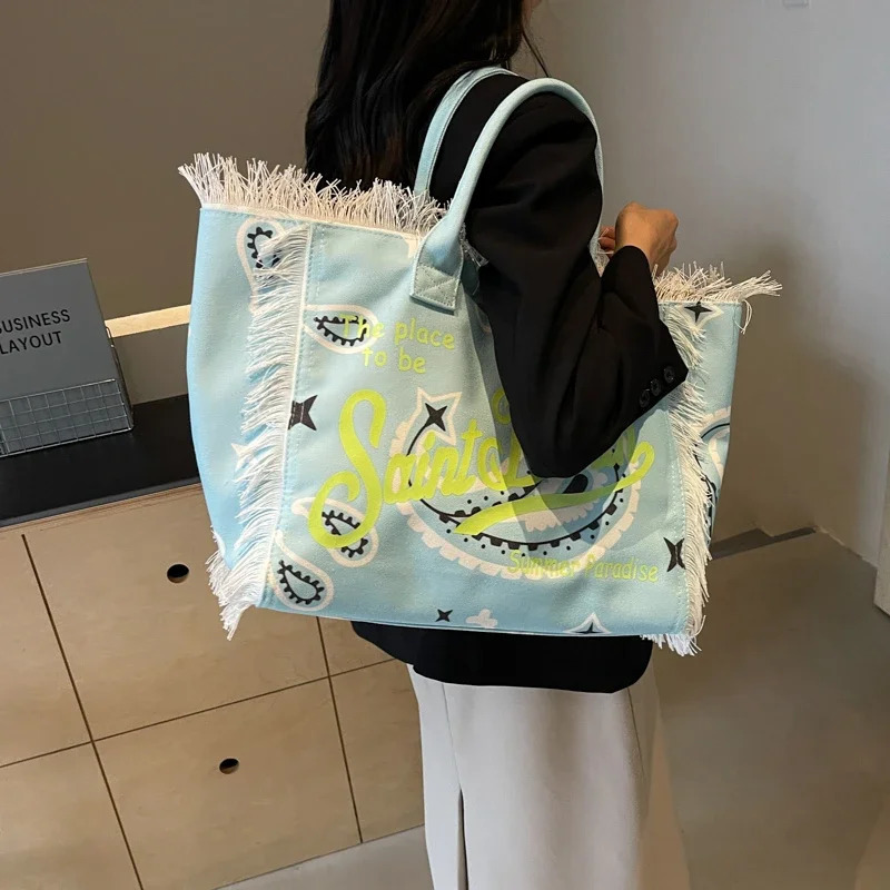 Fashion Canvas Underarm Womens Shoulder Bags Large Capacity Versatile Leisure High Quality Delicate Letter Tote Bag 240808