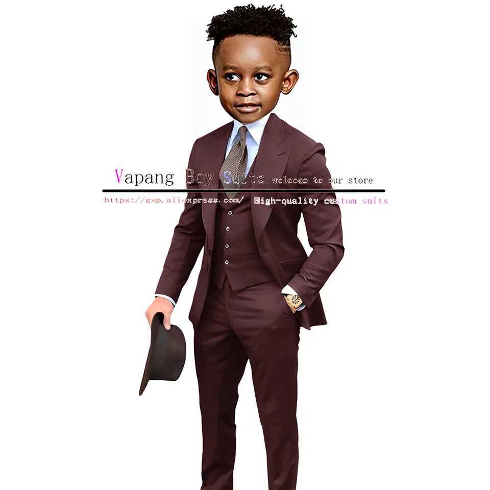 Suits Boys Suits Jacket Pants Vest 3 Piece Set Formal Wedding Tuxedo Fashion Clothes for Kids Peak Lapel Blazer ChildL488