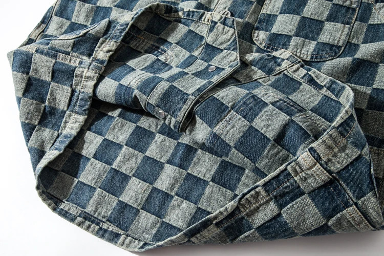 American casual retro plain denim vest multi pocket sleeveless plaid workwear Amekaji Y2k for young men 240807