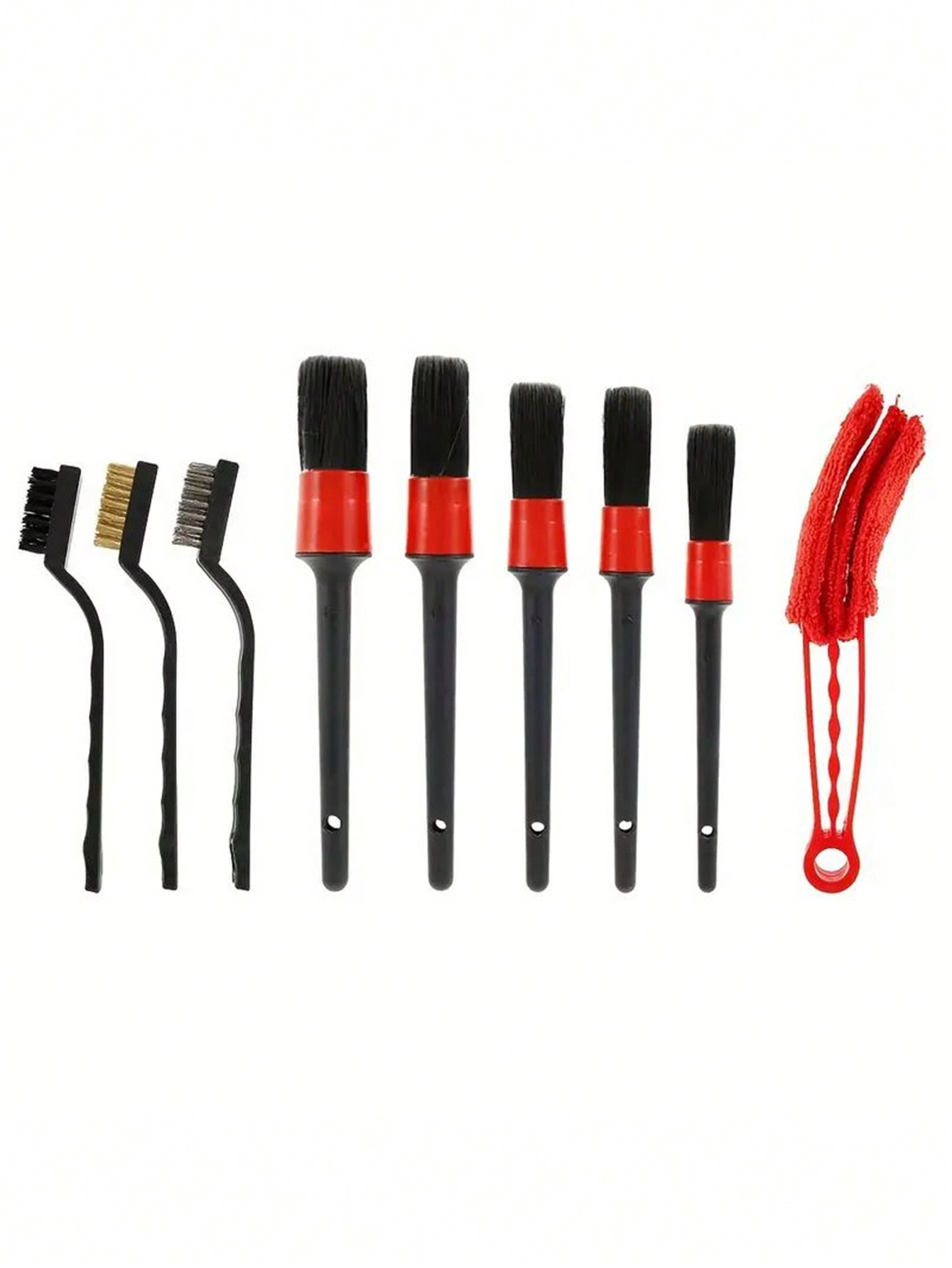 Car air conditioning outlet cleaning brush 9-piece set car interior cleaning tool fluff brush wire brush gap dust removal brush