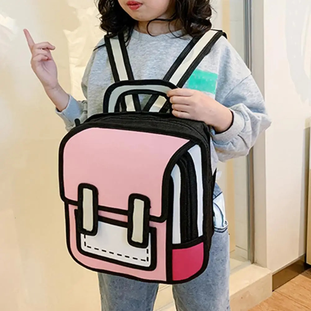 DHwanglijia Creative Comic Bookbag Adjustable Strap Book Storage Lightweight 2D Student Bag Teen designer bag Backpack 240808