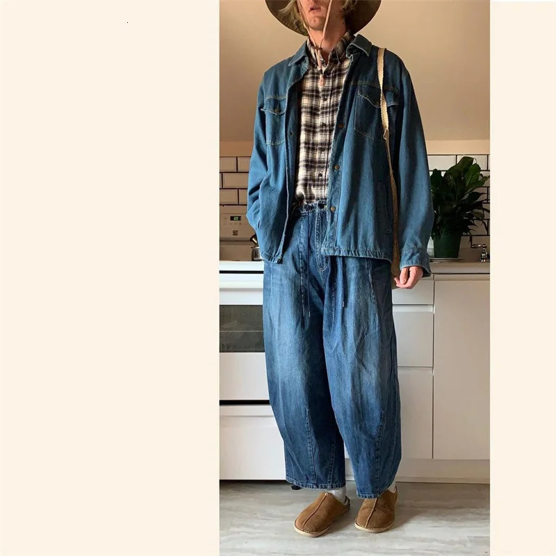 Blue Wide Leg NEE DLES Jeans High Quality Loose Mens Retro Street Sports Pants 240807