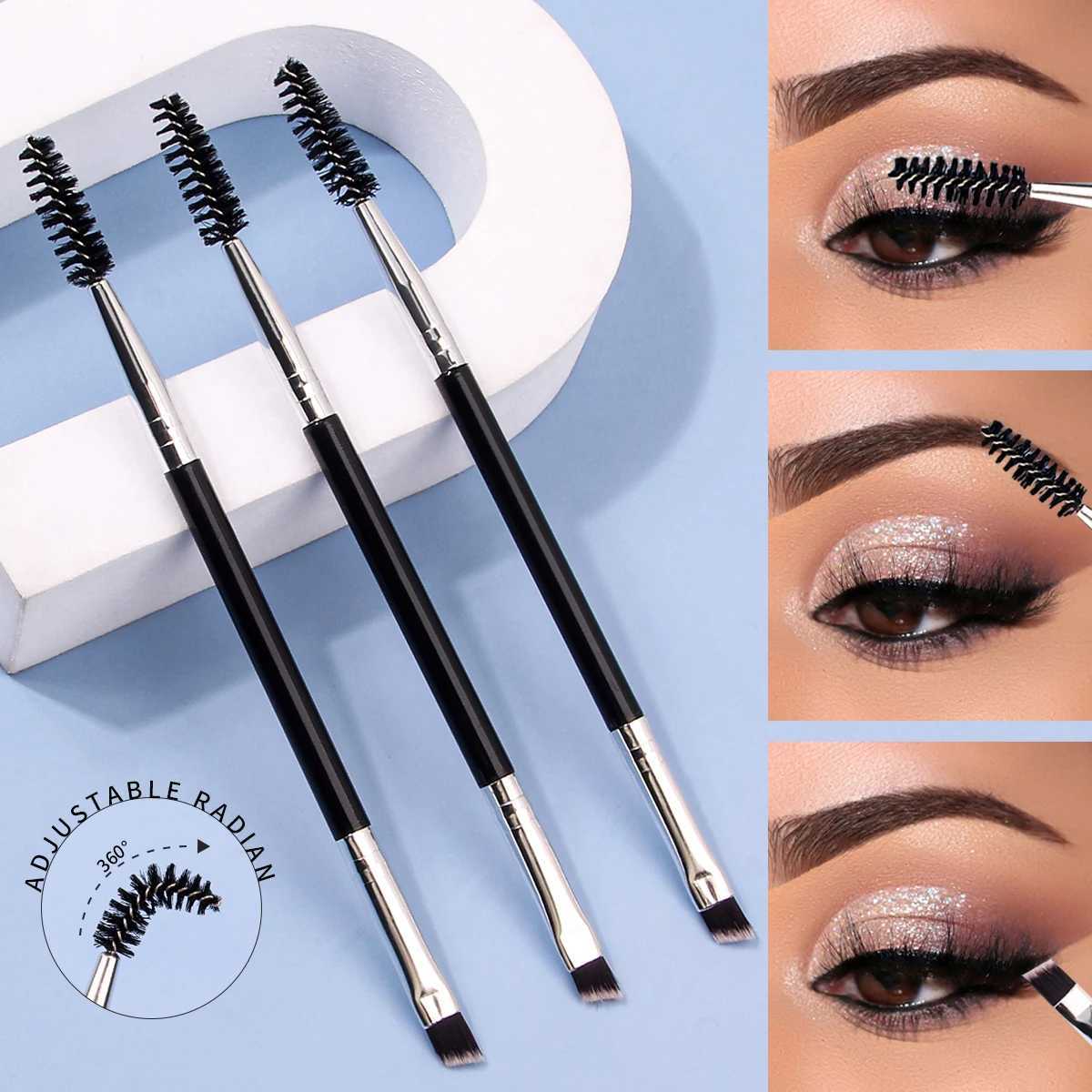 3PCS professional single double end angle eyebrow eyelash makeup brush high quality eyebrow pencil eyeliner brush Y240807