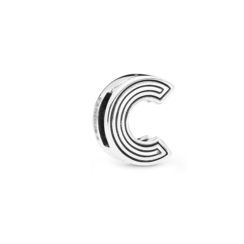 925 Sterling Silver 26 Alphabet Letters Silicone Inside Fi Clip Fit Flat Bracelet Fine Women Jewelry Brithday Gift