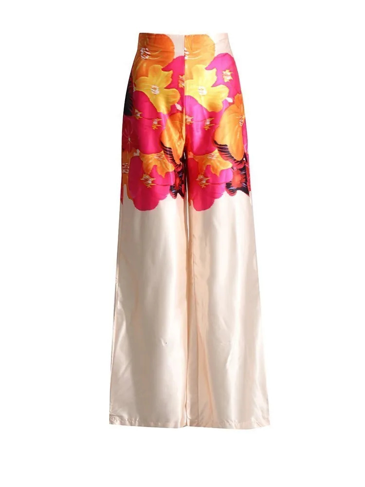 VGH Casual Hit Color Two Piece Set For Women Skew Collar Lantern Long Sleeve Tops High Waiat Wide Leg Pants Fashion Sets Female 240813