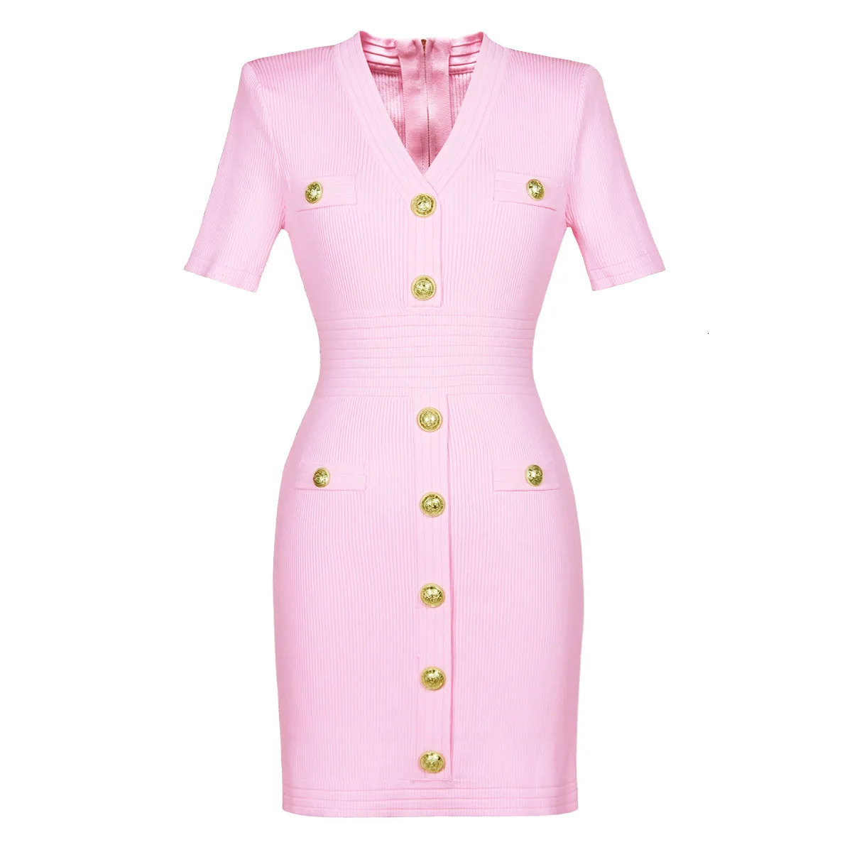 ZJYT Elegant V Neck Knitting Sweater Dresses for Women Summer Short Sleeve Slim Fit Sheath Mini Party Dress Elegant Vestido 240808