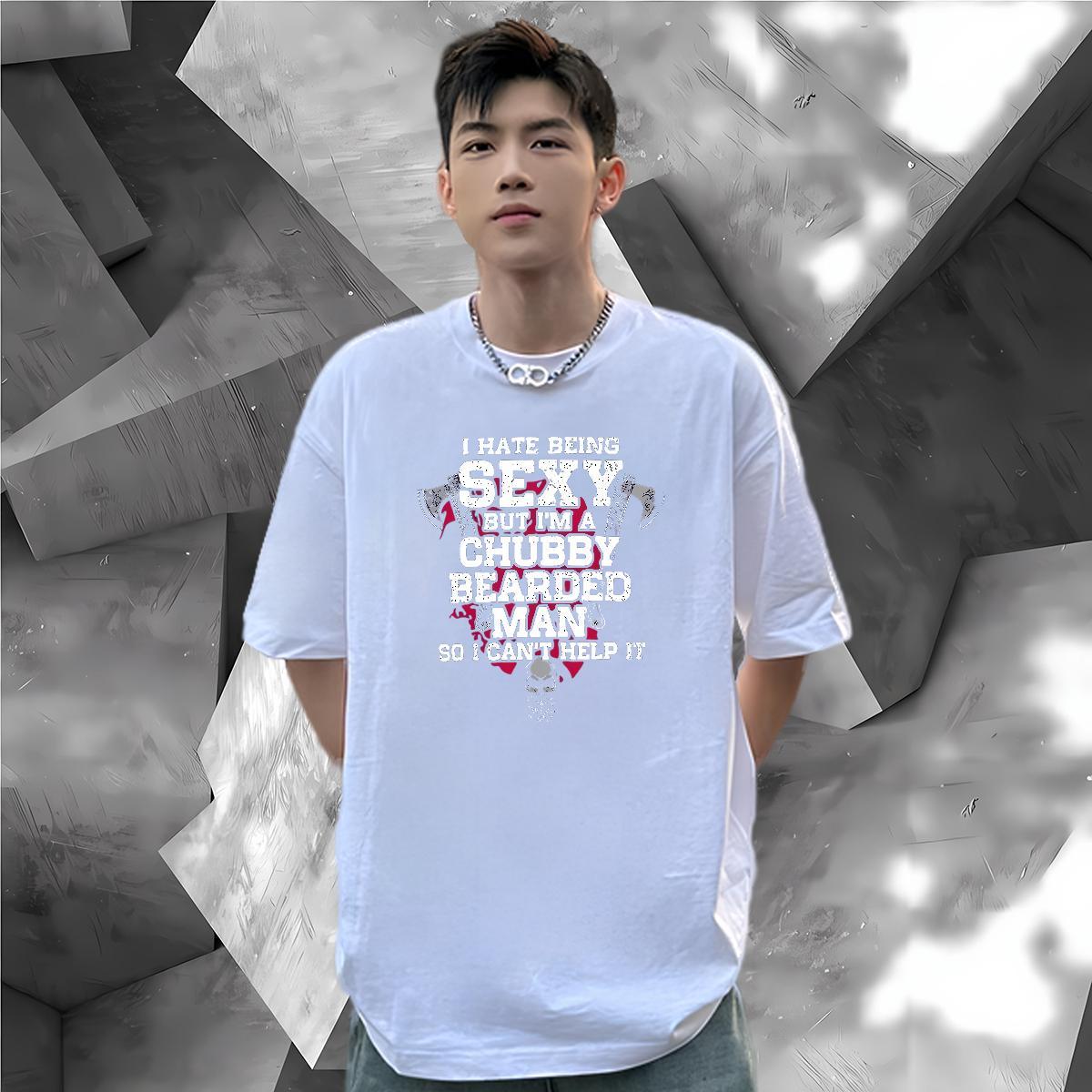 Fashion New T Shirt For Man letter Clothes 230g Pure Cotton Hip Hop Street Cool Oversized Short Sleeve O-Neck Tshirts