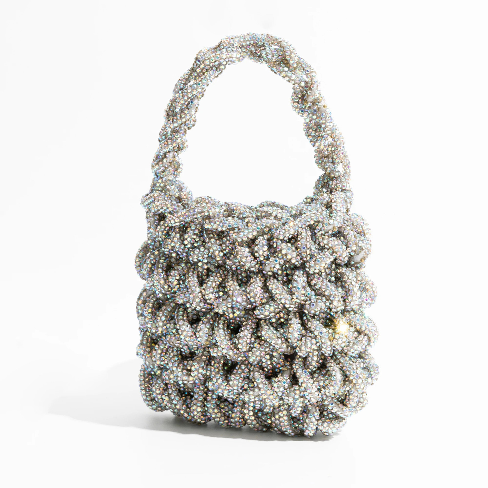 Sparkling s Woven Women Handbags Glitter Diamond Handmade Shoulder Crossbody Bag Evening Party Small Tote Purses 2024 240808